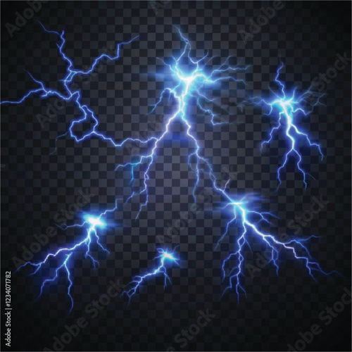 Abstract Lightning Design with Transparent Background for Striking Visuals
