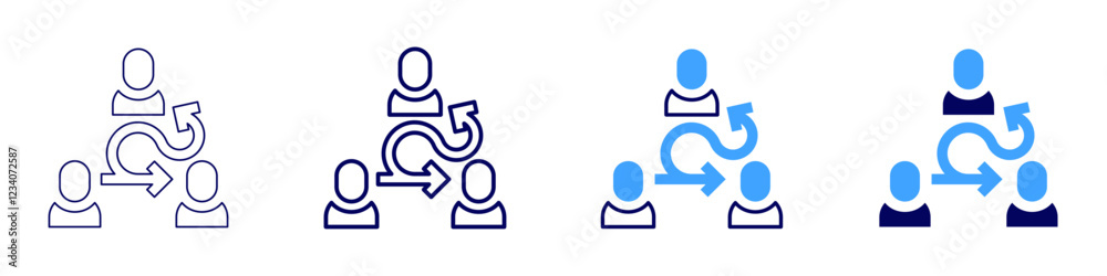 Agile team icon in 4 different styles. Thin Line, Line, Bold, and Bold Line. Duotone style. Editable stroke