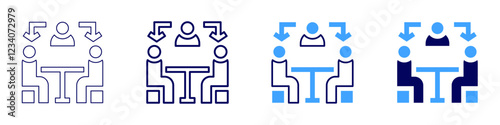 Intermediary icon in 4 different styles. Thin Line, Line, Bold, and Bold Line. Duotone style. Editable stroke