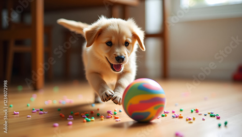 Fluffy Golden Retriever Puppy Full of Playful Energy PNG