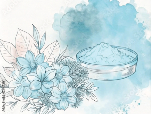 Watercolor Spa Illustration with Bottles Flowers and Salt This image is perfect for promoting spa services or products
