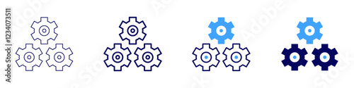 Teamwork adjustments icon in 4 different styles. Thin Line, Line, Bold, and Bold Line. Duotone style. Editable stroke
