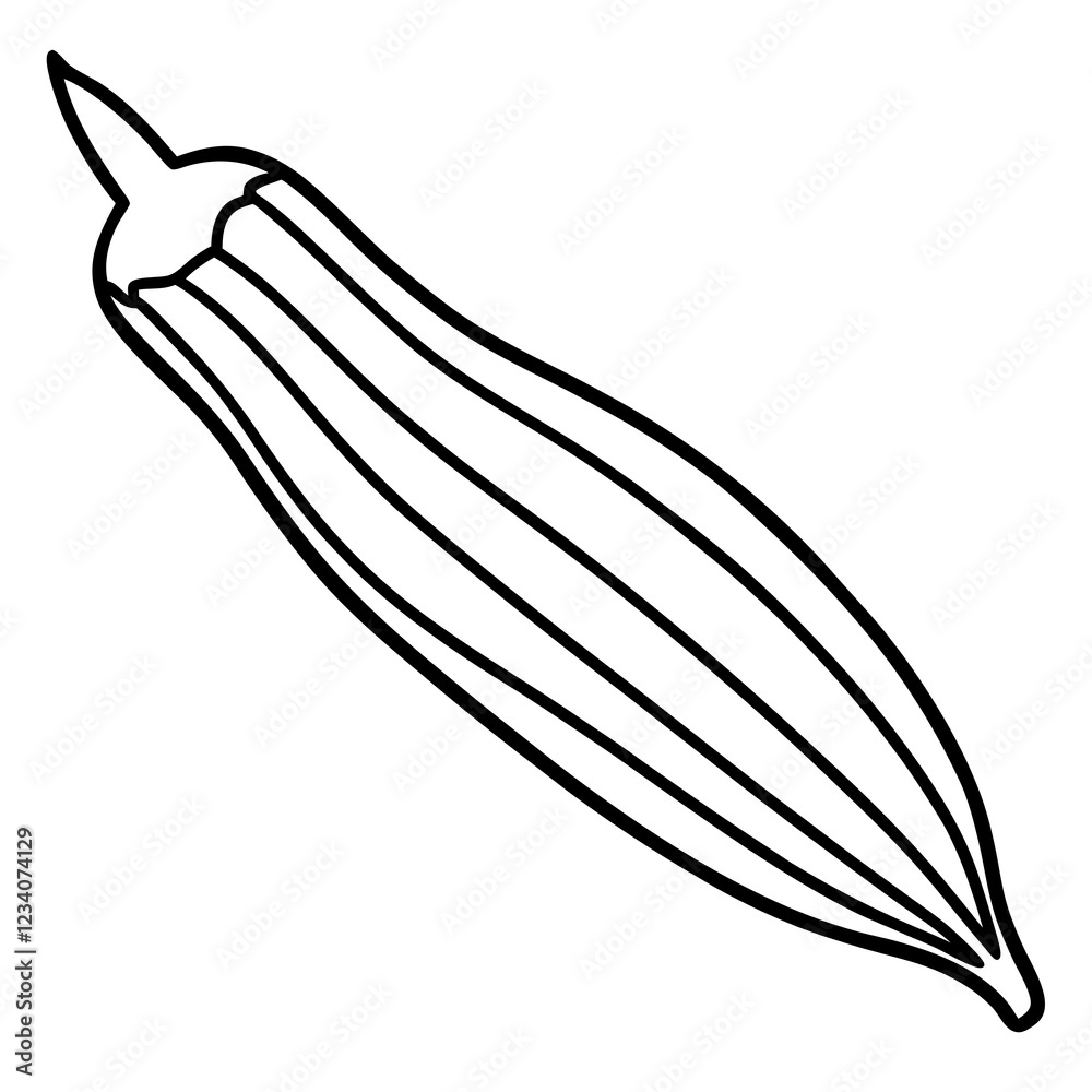 Elegant Okra Vector One-Line Art Design Elegant Okra Vector One-Line Art Design