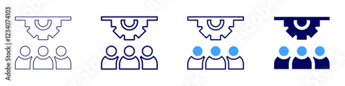 Teamwork dynamics icon in 4 different styles. Thin Line, Line, Bold, and Bold Line. Duotone style. Editable stroke