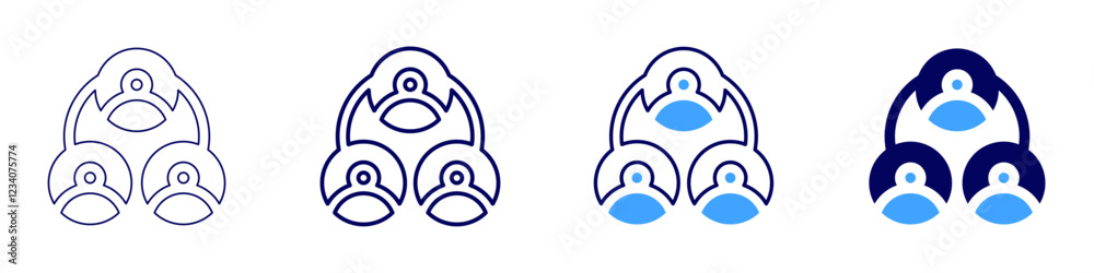 Teamwork initiatives icon in 4 different styles. Thin Line, Line, Bold, and Bold Line. Duotone style. Editable stroke