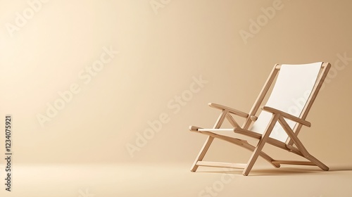 Beige Wooden Folding Chair on Neutral Background