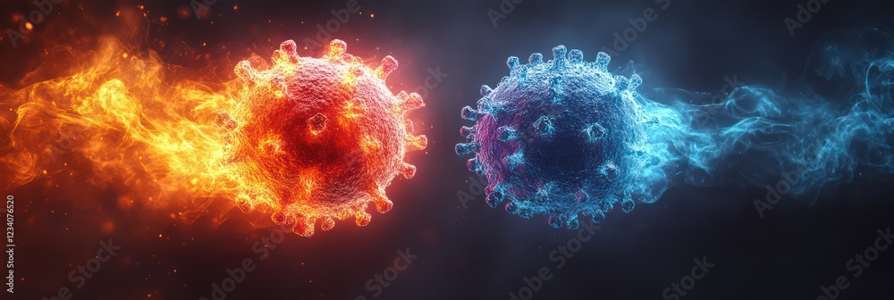 Fiery and Icy Viruses: A Digital Depiction of Opposing Forces in the Microscopic World Fiery and Icy Viruses: A Digital Depiction of Opposing Forces in the Microscopic World