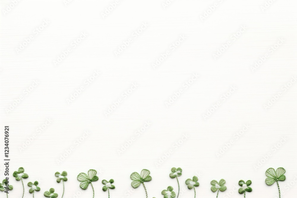 Upper frame border with little lucky clover pattern backgrounds green. Upper frame border with little lucky clover pattern backgrounds green.