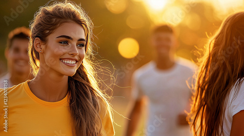 Friends Enjoying Outdoor Sports Together photo