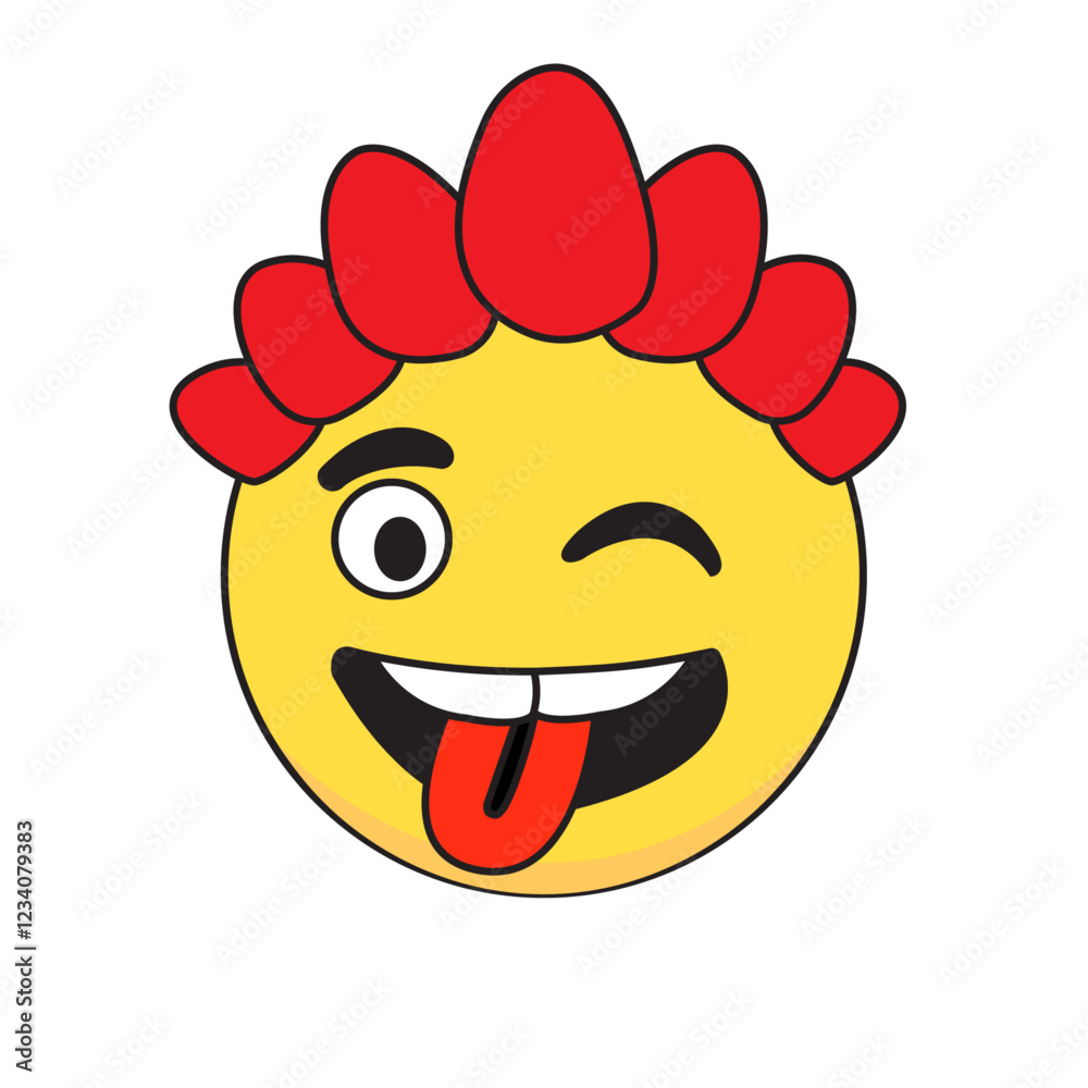 A cartoon smiley face winking and sticking its tongue out playfully A cartoon smiley face winking and sticking its tongue out playfully