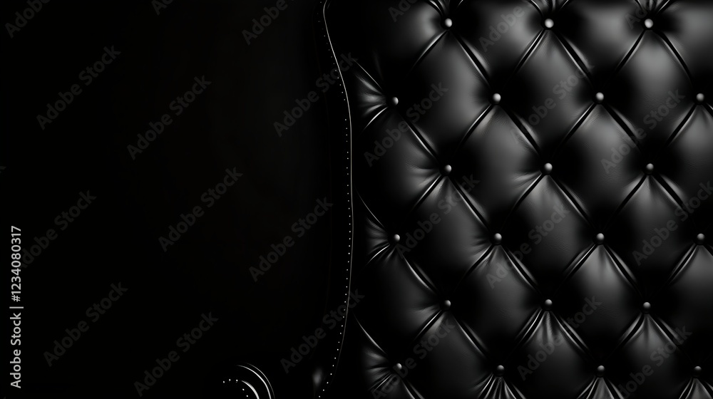 Obraz premium Black Leather Chair Back with Diamond Tufting Dark