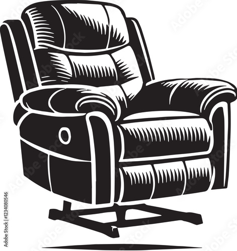 Black Recliner Silhouette Vector, High Quality Illustration on White Background