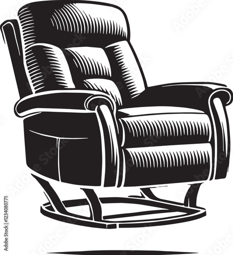 Black Recliner Silhouette Vector, High Quality Illustration on White Background