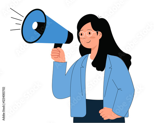 women holding megaphone for social media promotion Internet advertisement