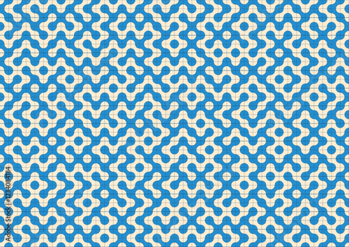 blue round maze seamless pattern background vector design