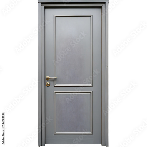 white Wooden door isolated on transparent background