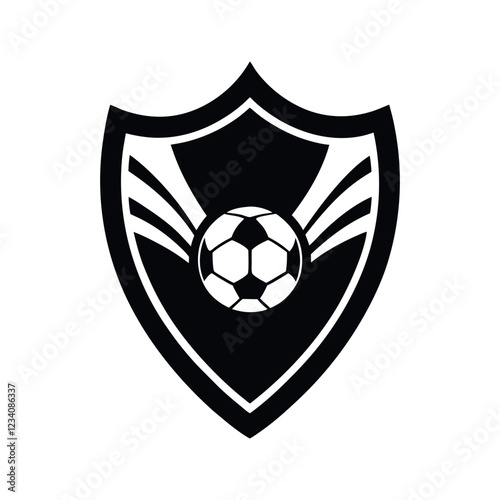 Simple black and white soccer shield logo icon design