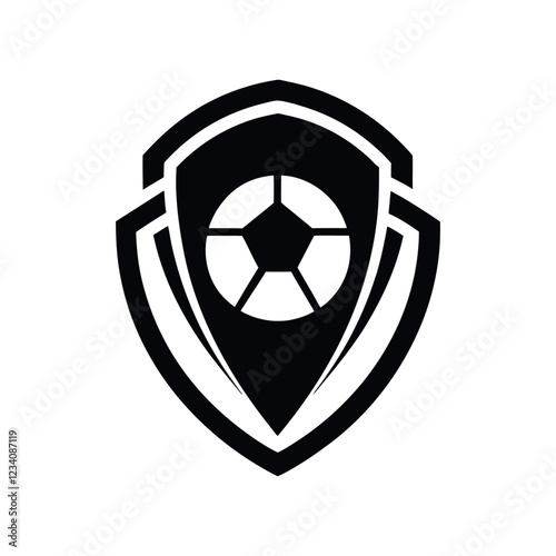 Simple black and white soccer shield logo icon design