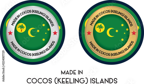 Made in Cocos (Keeling) Islands. Premium labels, stickers, pointer, badge and symbol of Cocos (Keeling) Islands flag icon. Collection vector illustration