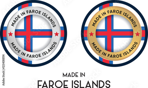 Made in Faroe Islands. Premium labels, stickers, pointer, badge and symbol of Faroe Islands flag icon. Collection vector illustration