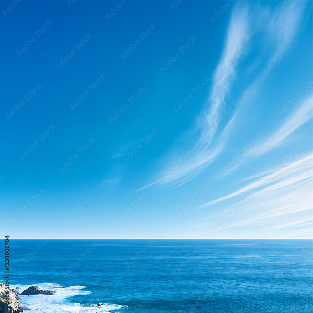 Obraz premium Blue Ocean and Sky Coastal Landscape