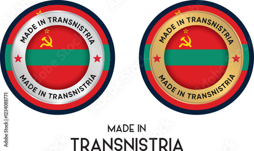 Made in Transnistria. Premium labels, stickers, pointer, badge and symbol of Transnistria flag icon. Collection vector illustration