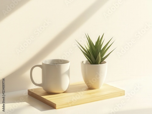 Wallpaper Mural Charming morning light illuminates a serene coffee moment with nature's touch Torontodigital.ca