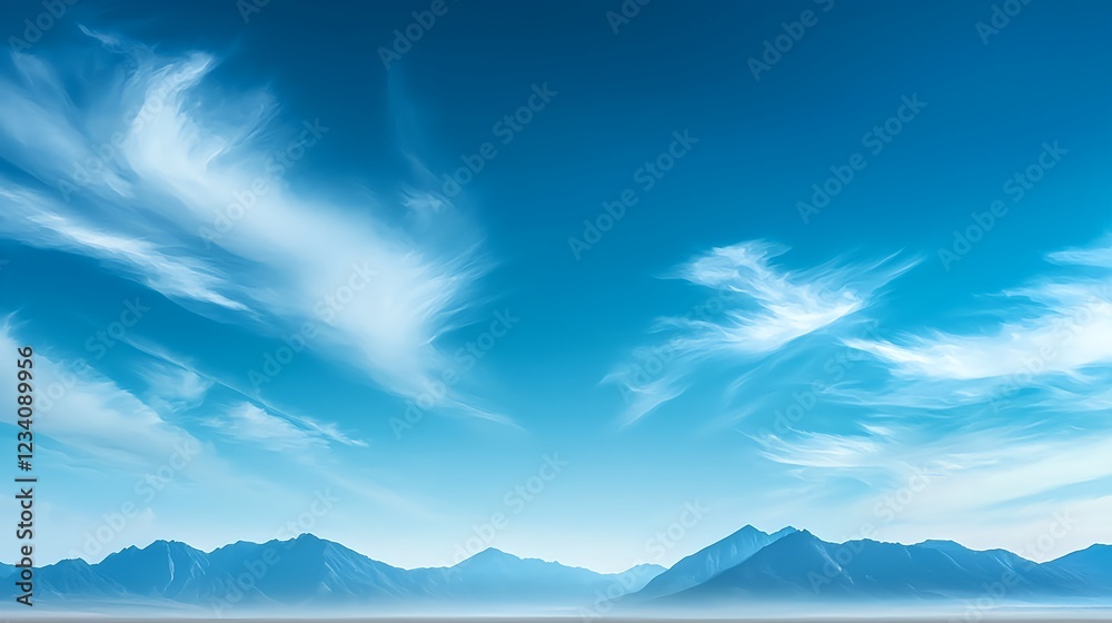 Fototapeta premium Blue Sky Over a Mountain Range Panoramic Landscape View
