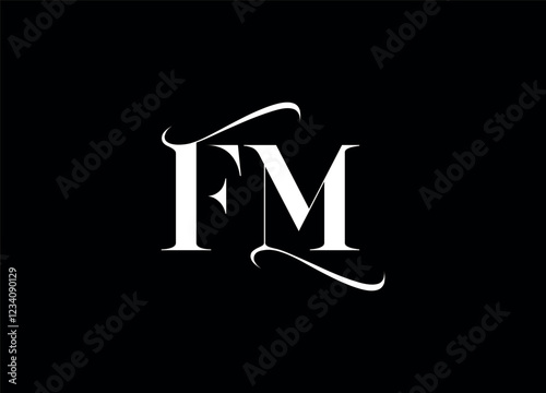 FM Logo Design Template Vector Graphic Branding Element.
