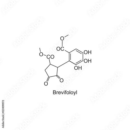 Brevifoloyl skeletal structure.Tannin compound schematic illustration. Simple diagram, chemical structure.