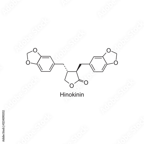 Hinokinin skeletal structure.Lignan compound schematic illustration. Simple diagram, chemical structure.