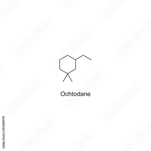 Ochtodane skeletal structure.Sesquiterpene compound schematic illustration. Simple diagram, chemical structure.
