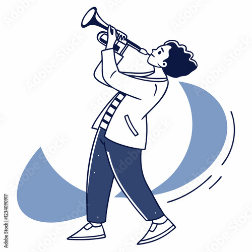 Person Holding A Musical Instrument playing trumpet against abstract background