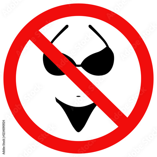 No Bikini icon.No swimsuits icon. Wearing swimsuit is prohibited in this area. Flat style vector illustration editable isolated design.