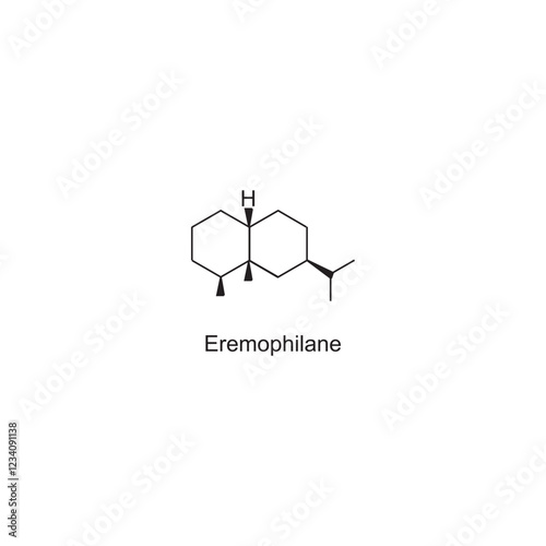 Eremophilane skeletal structure.Sesquiterpene compound schematic illustration. Simple diagram, chemical structure.