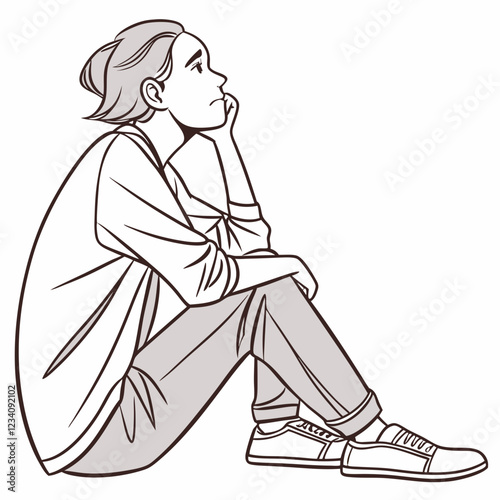 Person With A Thoughtful Expression sitting in contemplation