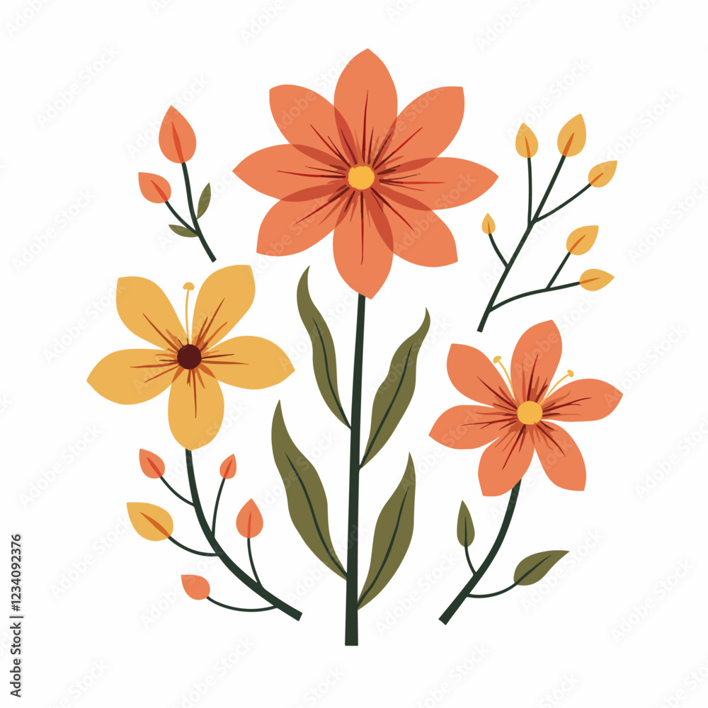 Obraz premium Set of floral elements. Flower and leaves Isolated On White Background 