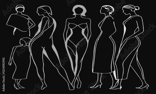 illustration of women fashion style vector silhouette design