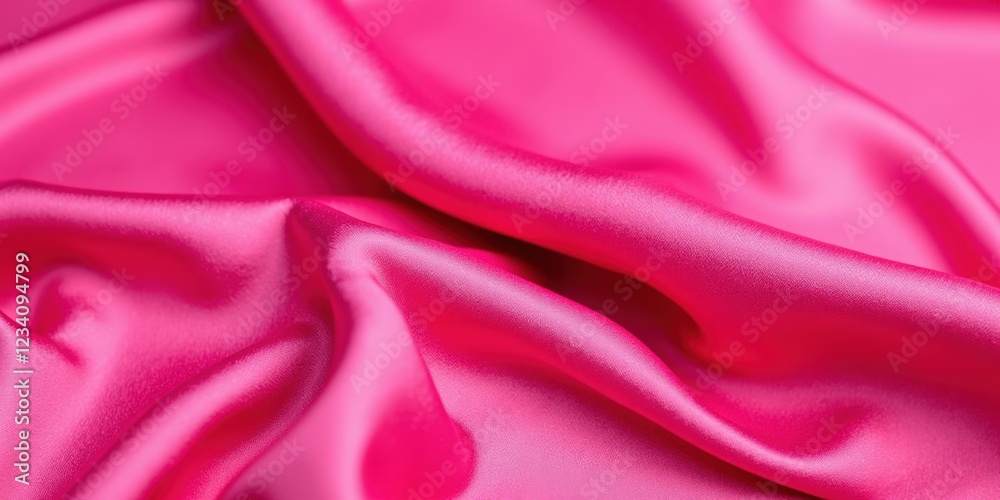 Fototapeta premium Vibrant pink satin with glossy sheen glides in fluid folds, exuding elegance and dynamic motion. (97 characters)