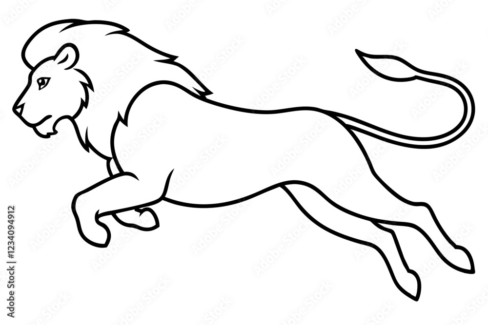 Lion Jumping One-Line Vector Sketch Lion Jumping One-Line Vector Sketch