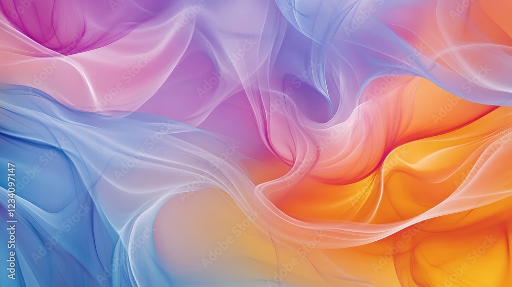 An abstract backdrop including rainbow-colored smoke and fog in shades of pink, purple, blue, yellow, and orange An abstract backdrop including rainbow-colored smoke and fog in shades of pink, purple, blue, yellow, and orange