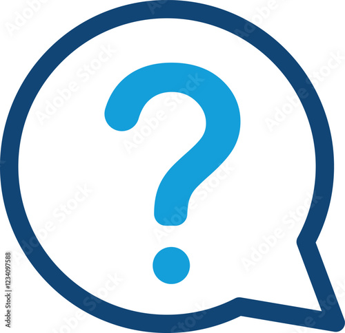 Question mark icon in speech bubble, Help icon, service chat sign button, customer support icon