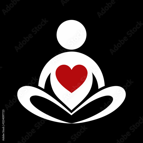 Heart Yoga Pose: Calm & Healthy Lifestyle Vector Design