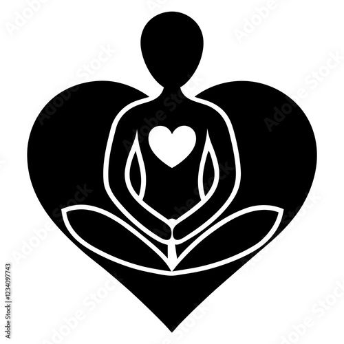Heart Yoga Pose: Calm & Healthy Lifestyle Vector Design