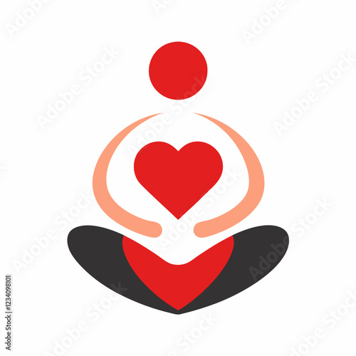 Heart Yoga Pose: Calm & Healthy Lifestyle Vector Design