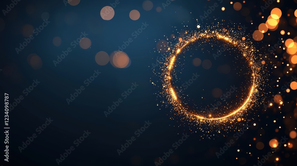 Bokeh and Light Particle Bokeh lights forming a circular pattern, dark background, ideal for festive or celebratory themes Bokeh and Light Particle Bokeh lights forming a circular pattern, dark background, ideal for festive or celebratory themes