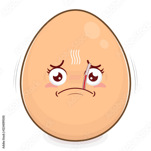 egg sick face cartoon cute