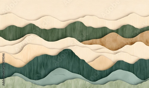 Wallpaper Mural Abstract layered wood mountains landscape art print Torontodigital.ca