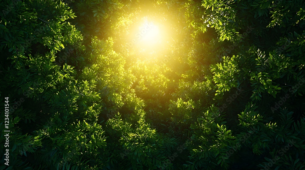 Obraz premium Bright Sunlight Through Lush Green Leaves