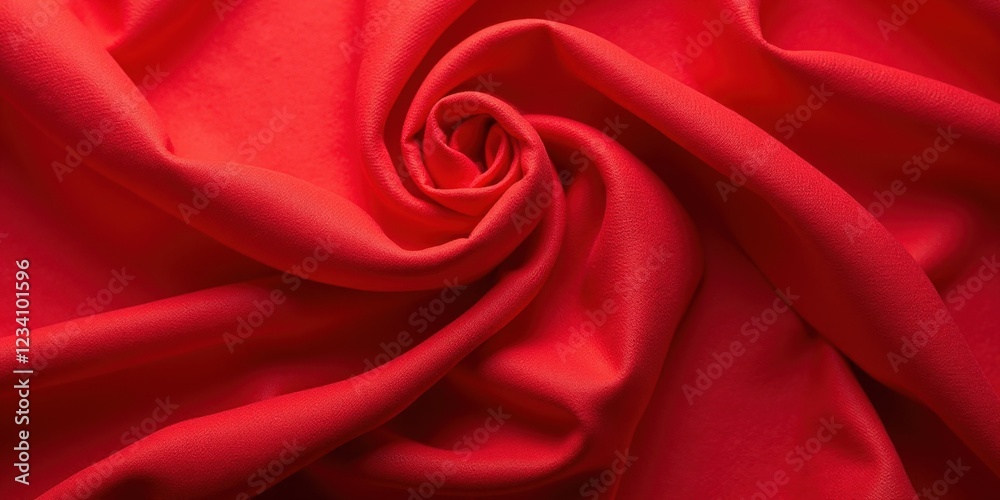Fototapeta premium Vibrant red silk fabric exudes luxury with its deep hue and glossy, silky texture. Close-up reveals captivating, textured surface. Soft yet lustrous. 